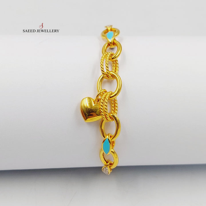 21K Gold Enameled & Zircon Studded Dandash Bracelet by Saeed Jewelry - Image 1