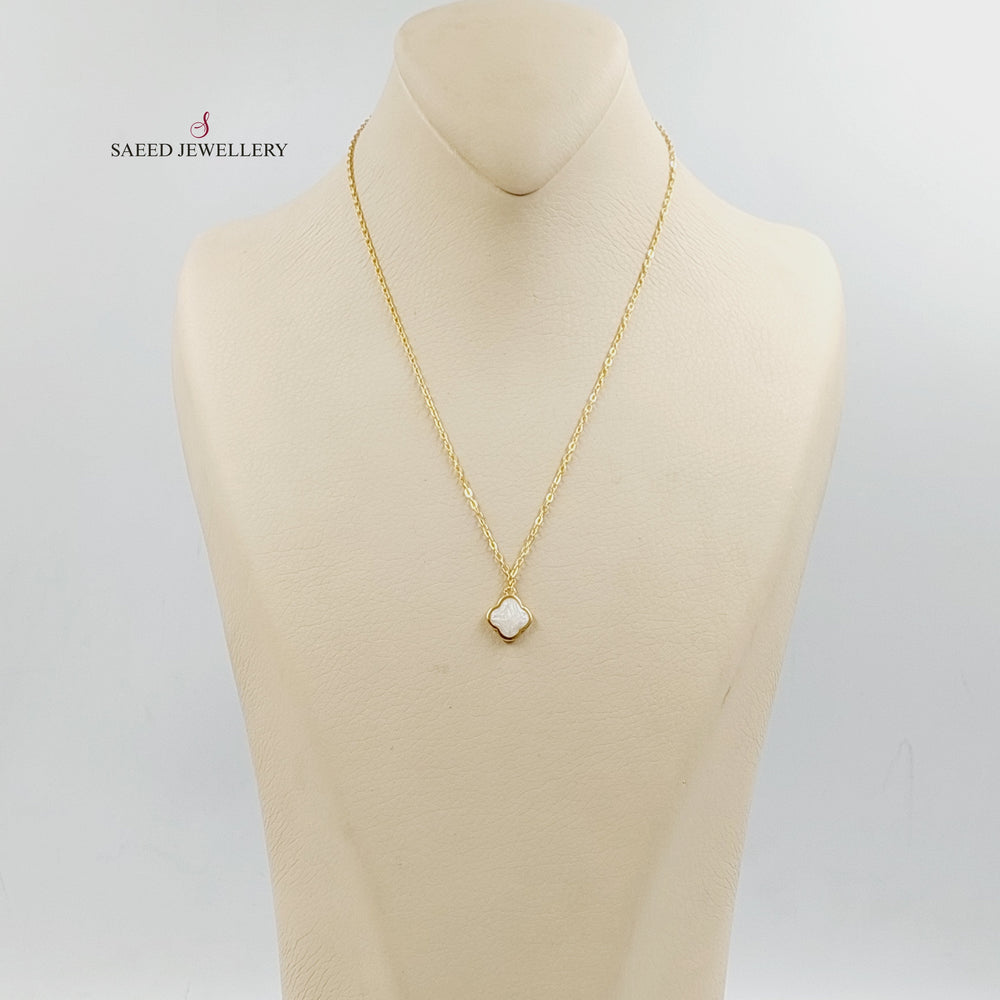 21K Gold Enameled Clover Necklace by Saeed Jewelry - Image 2