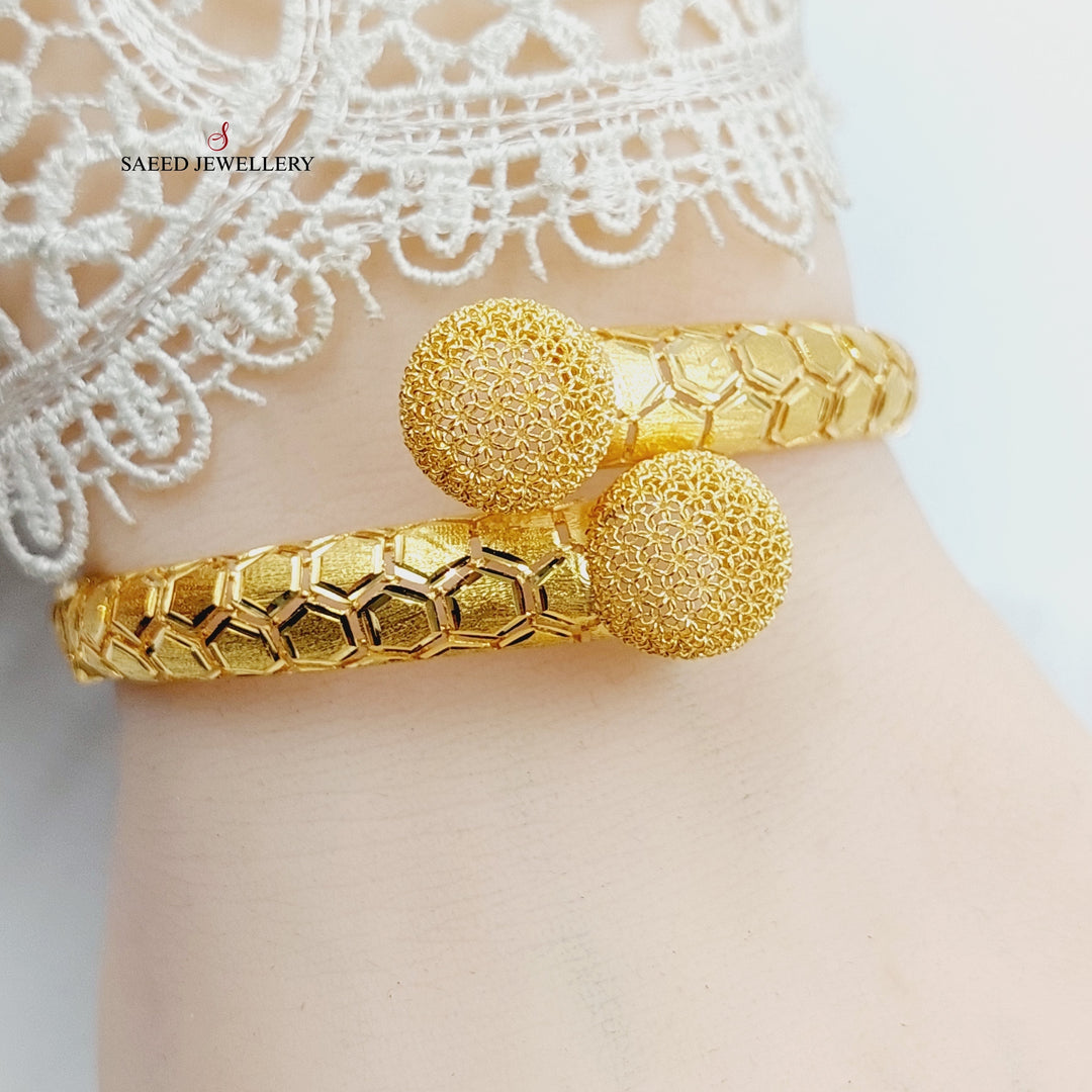 21K Gold Deluxe Balls Bangle Bracelet by Saeed Jewelry - Image 6