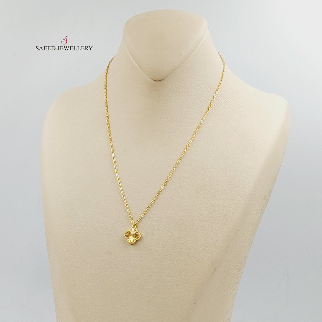 21K Gold Enameled Clover Necklace by Saeed Jewelry - Image 4