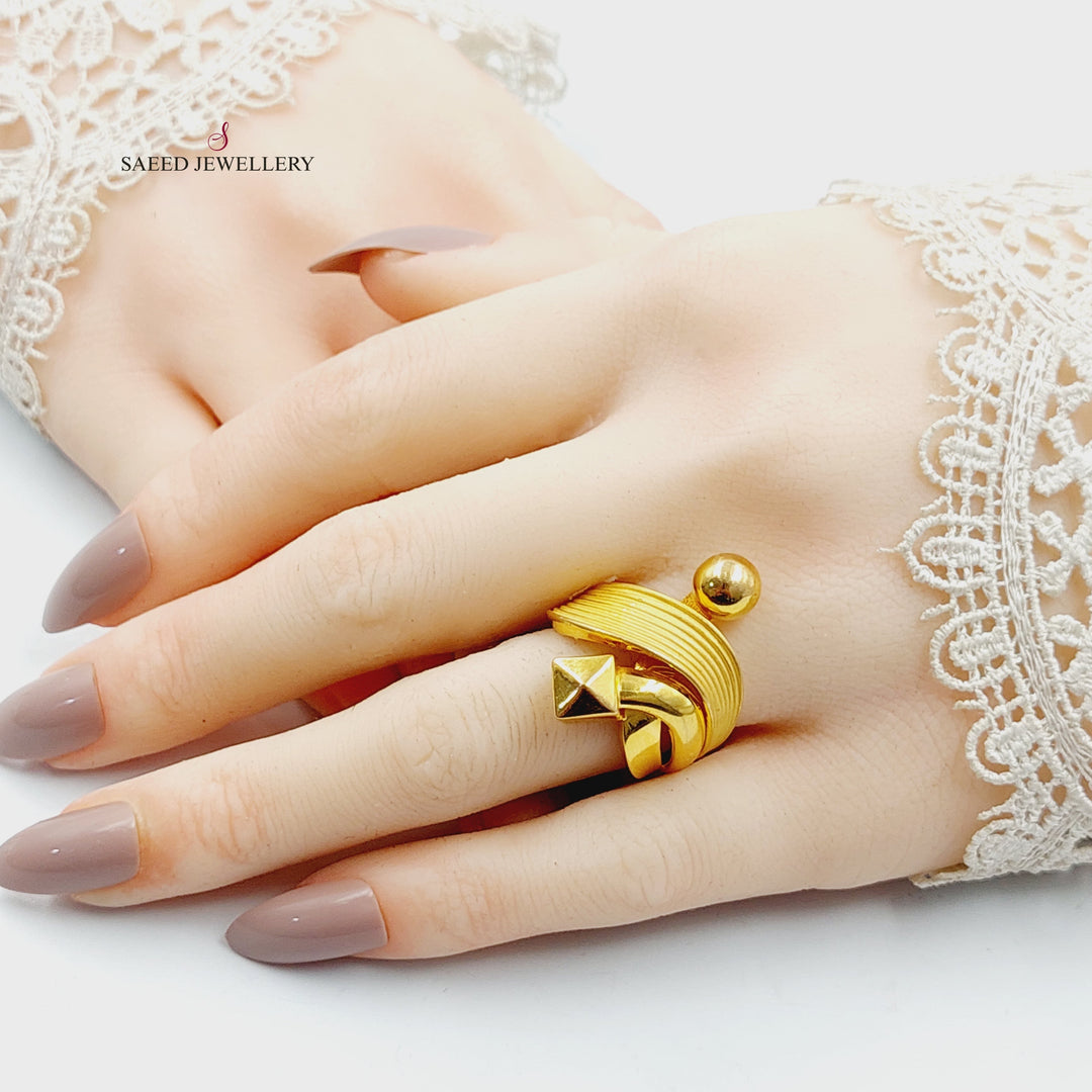 21K Gold Engraved Ring by Saeed Jewelry - Image 4