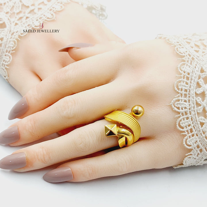 21K Gold Engraved Ring by Saeed Jewelry - Image 4