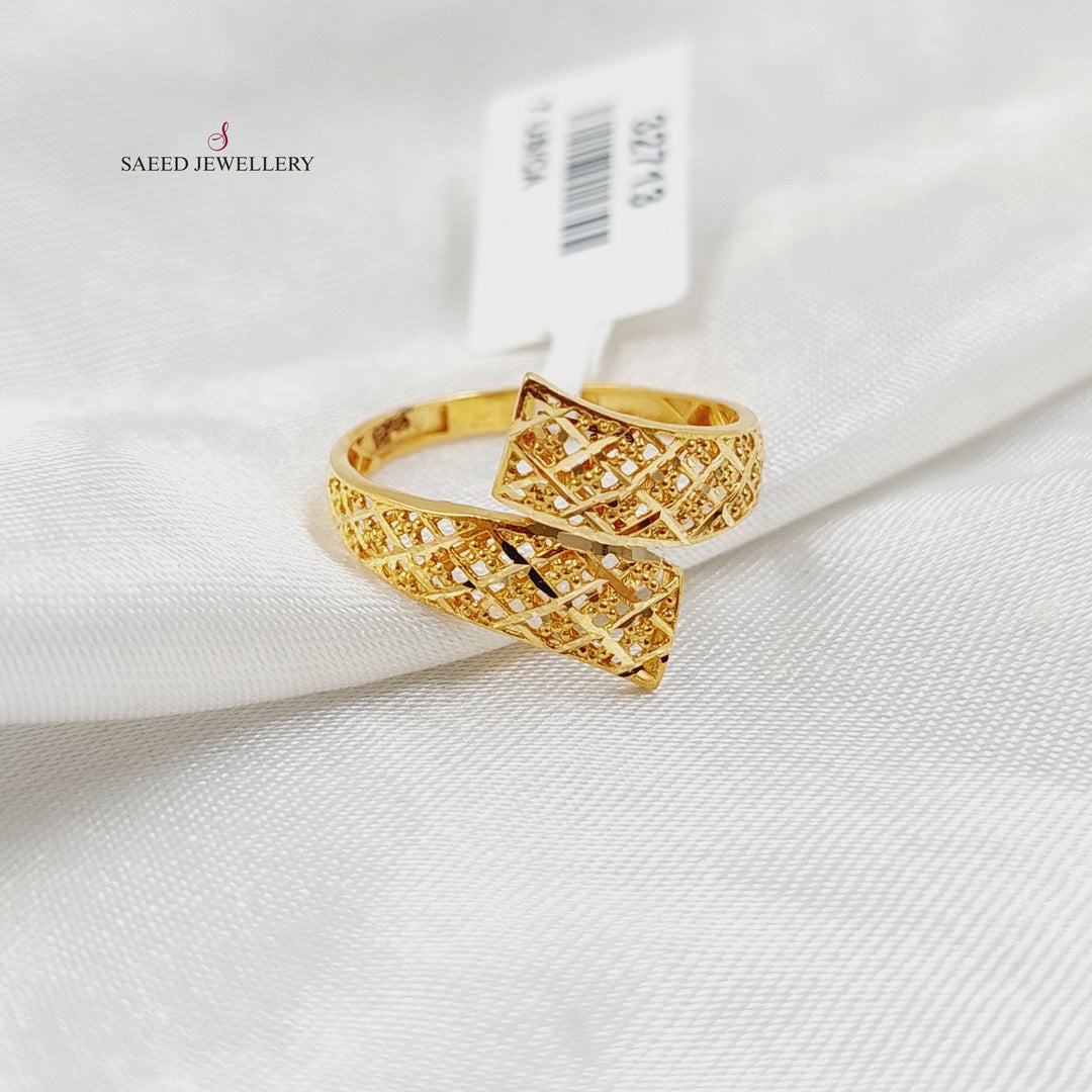 21K Gold Engraved Ring by Saeed Jewelry - Image 1