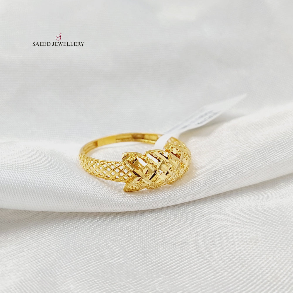 21K Gold Engraved Ring by Saeed Jewelry - Image 2