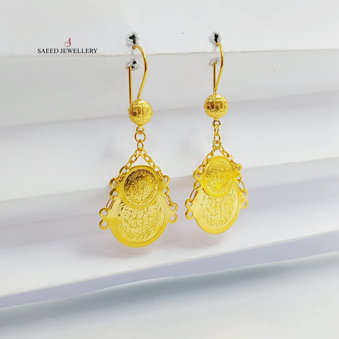 21K Gold Rashadi Eighths Earrings by Saeed Jewelry - Image 2