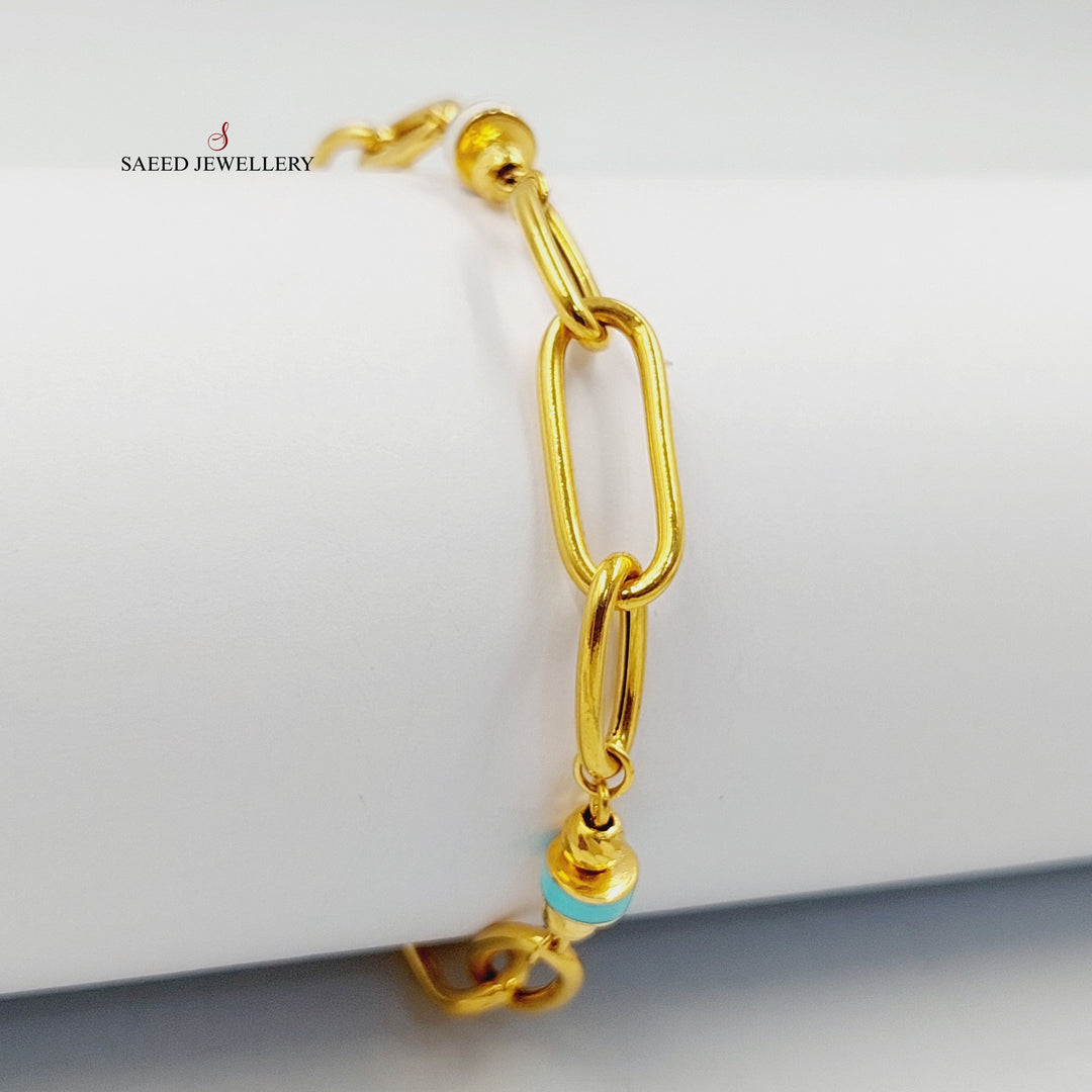 21K Gold Enameled Paperclip Bracelet by Saeed Jewelry - Image 2