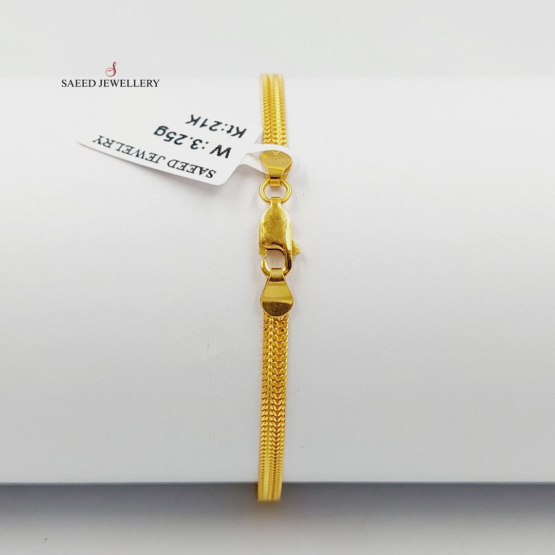 21K Gold Flat Bracelet by Saeed Jewelry - Image 5