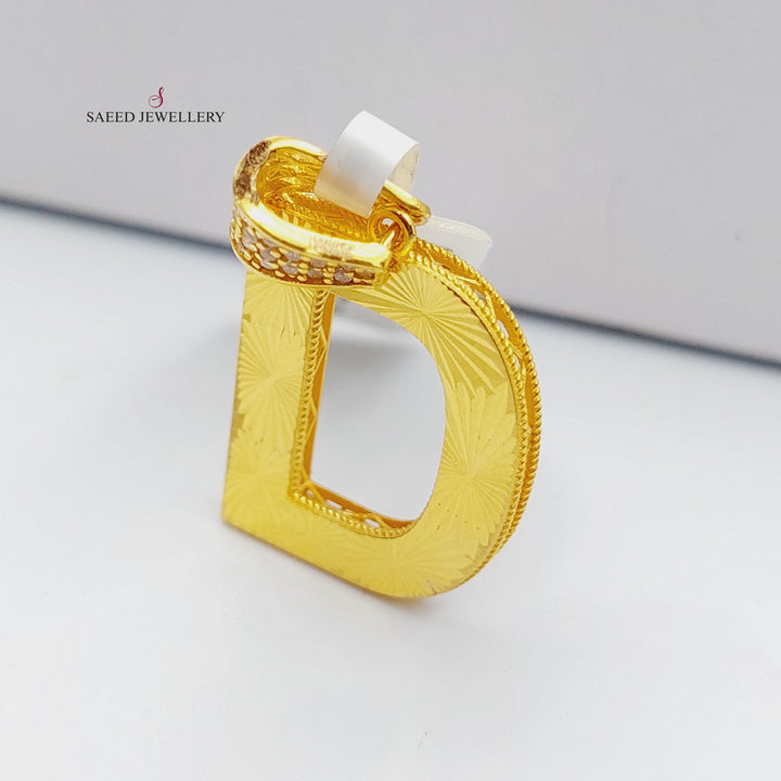 21K Gold D Letter Pendant by Saeed Jewelry - Image 7