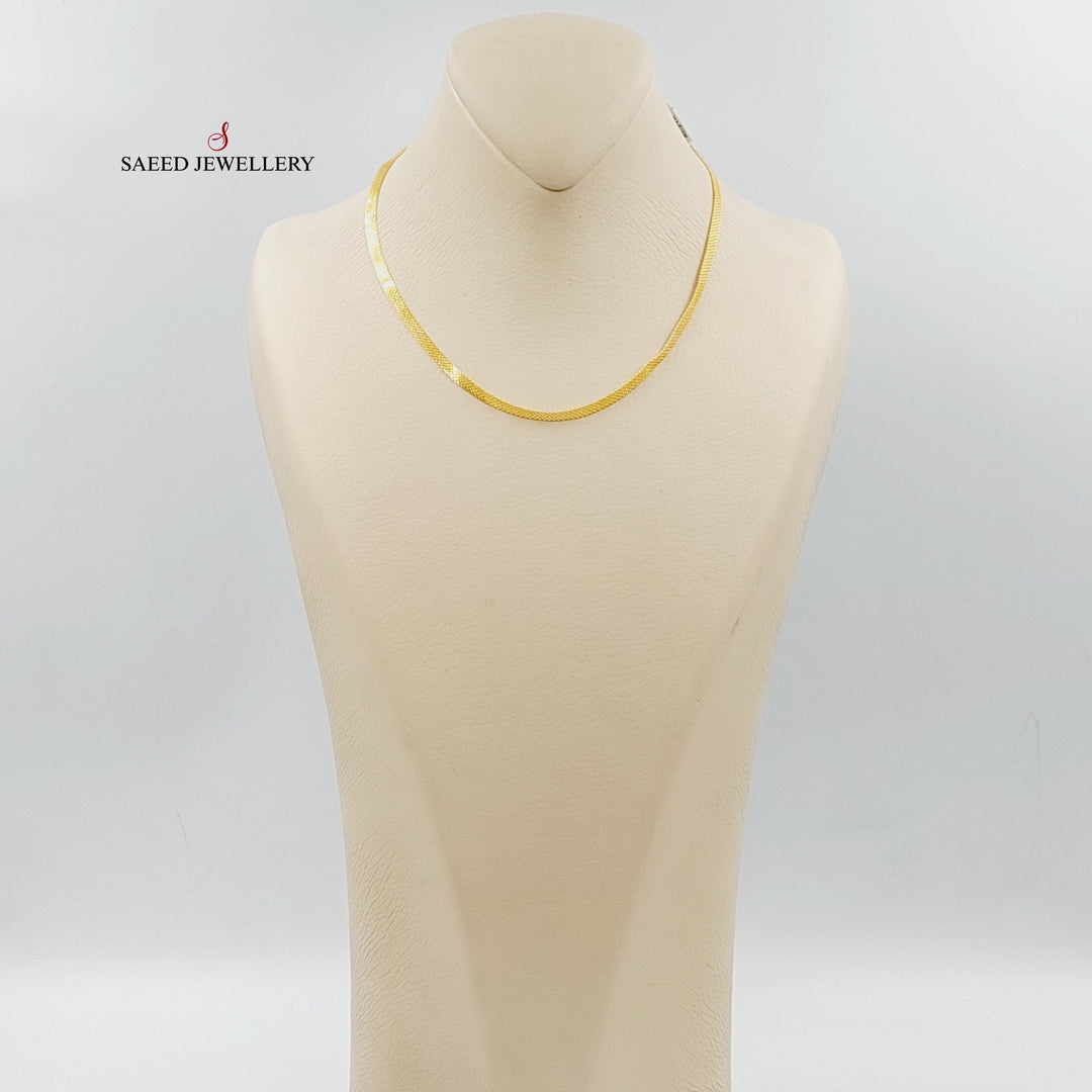 21K Gold 3.5mm Flat Chain 40cm | 15.7" by Saeed Jewelry - Image 5