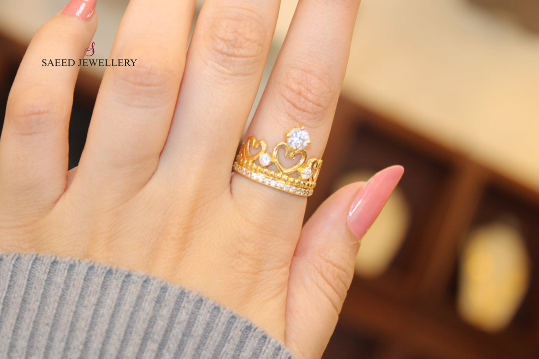 18K Gold Crown Wedding Ring by Saeed Jewelry - Image 3