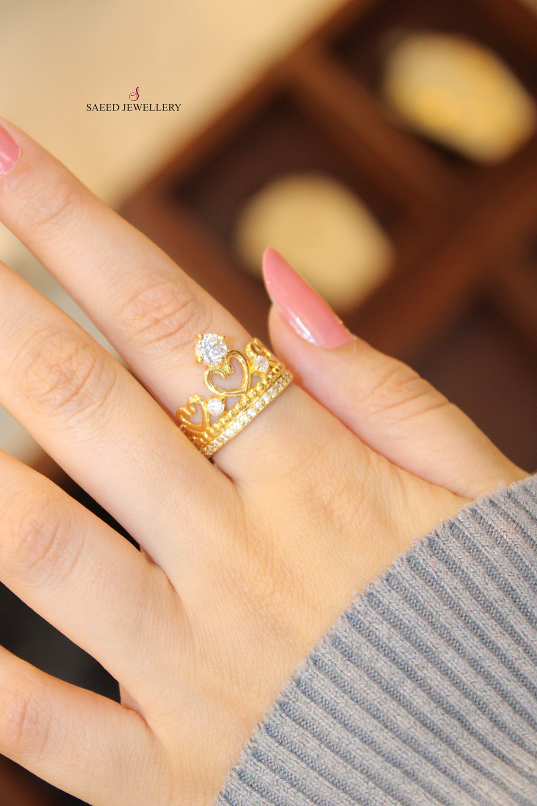 18K Gold Crown Wedding Ring by Saeed Jewelry - Image 16