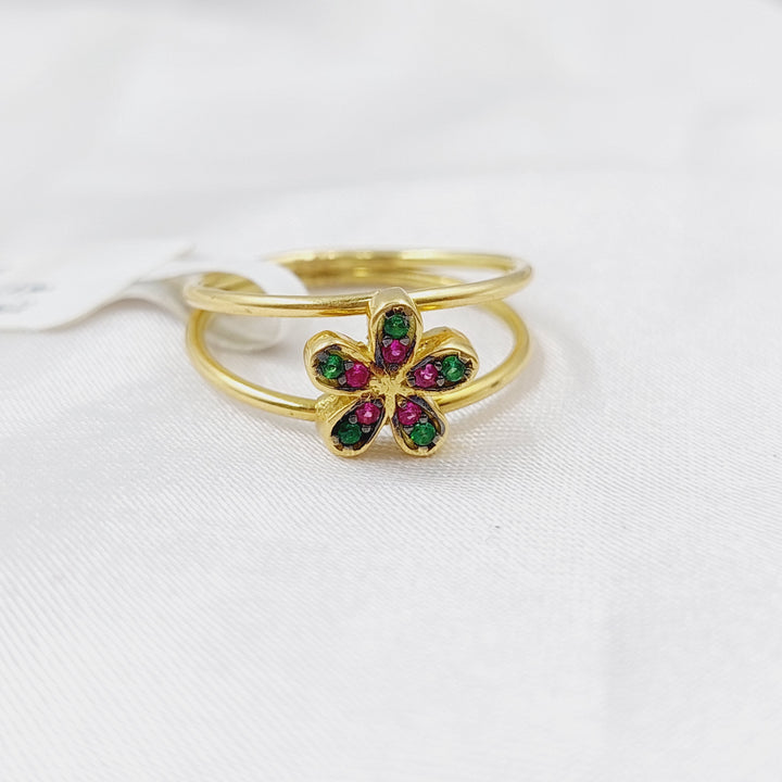 18K Gold Enamel Rose Ring by Saeed Jewelry - Image 3