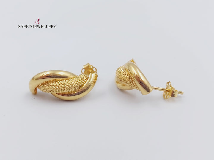 18K Gold Fancy screw Earrings by Saeed Jewelry - Image 2