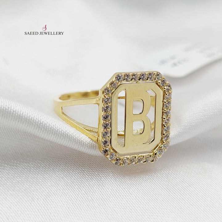 18K Gold Zircon Studded B Letter by Saeed Jewelry - Image 4