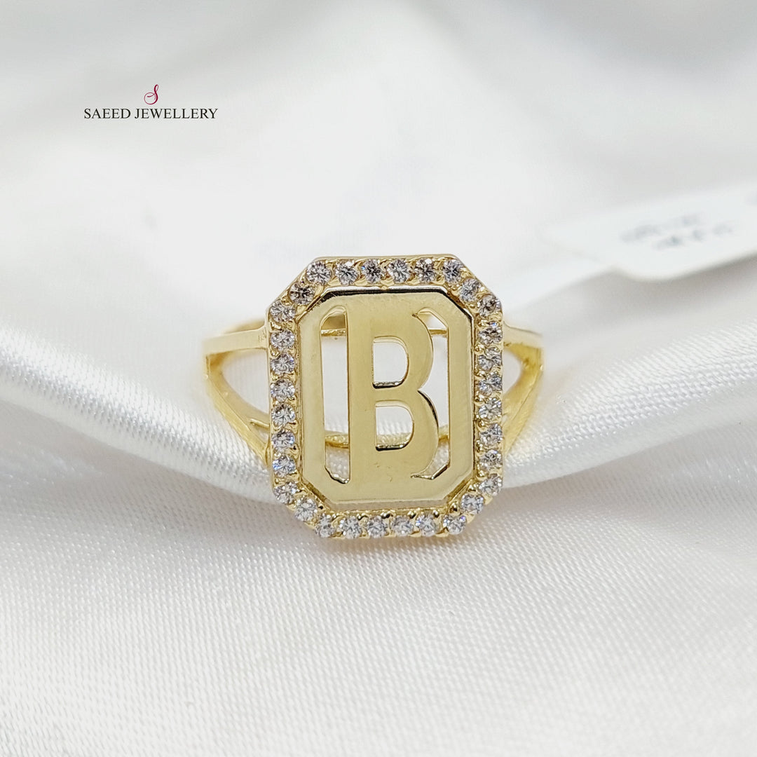 18K Gold Zircon Studded B Letter by Saeed Jewelry - Image 3