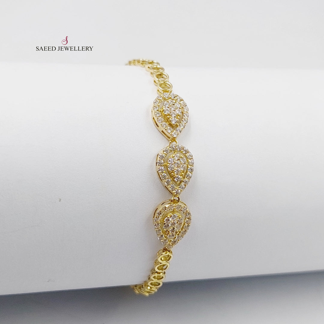 18K Gold Zircon Studded Tears Bracelet by Saeed Jewelry - Image 4