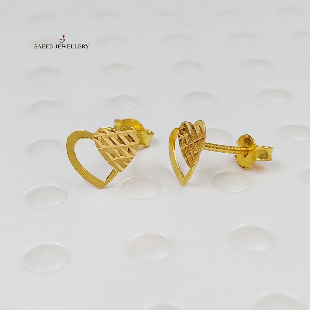 18K Gold Heart Earrings by Saeed Jewelry - Image 4