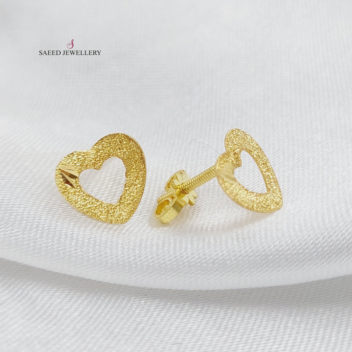 18K Gold Heart Earrings by Saeed Jewelry - Image 3