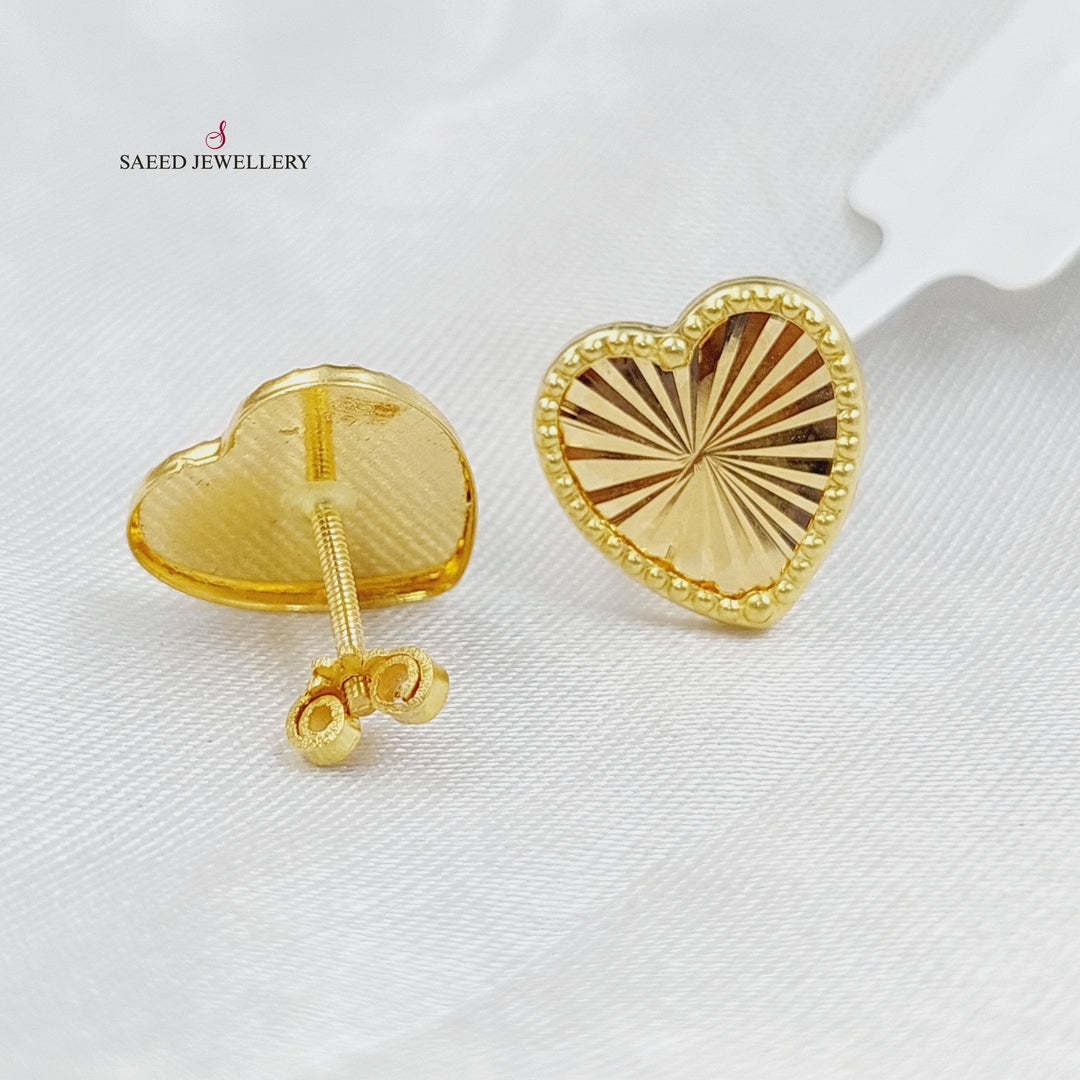 18K Gold Heart Earrings by Saeed Jewelry - Image 2