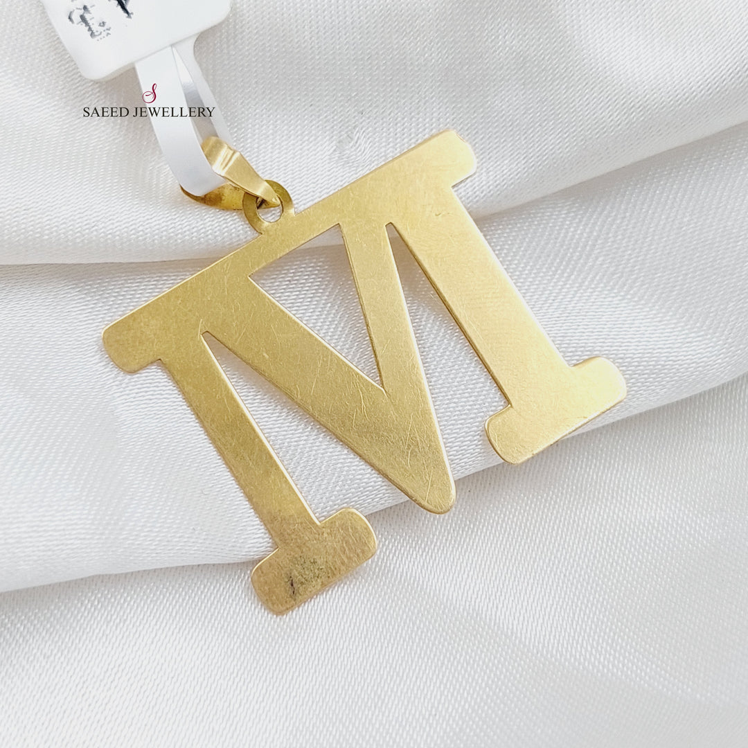 18K Gold Letter M Pendant by Saeed Jewelry - Image 2