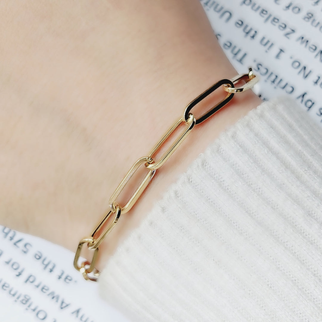 18K Gold Paperclip Bracelet by Saeed Jewelry - Image 4