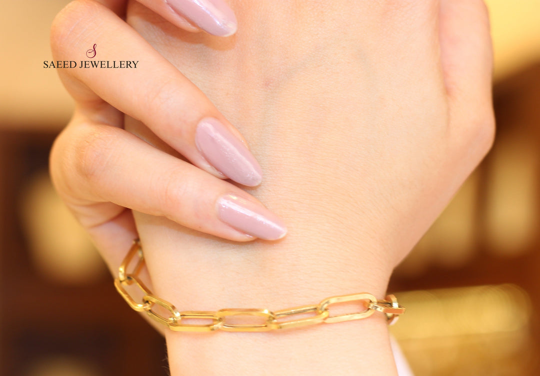 18K Gold Paperclip Bracelet by Saeed Jewelry - Image 3