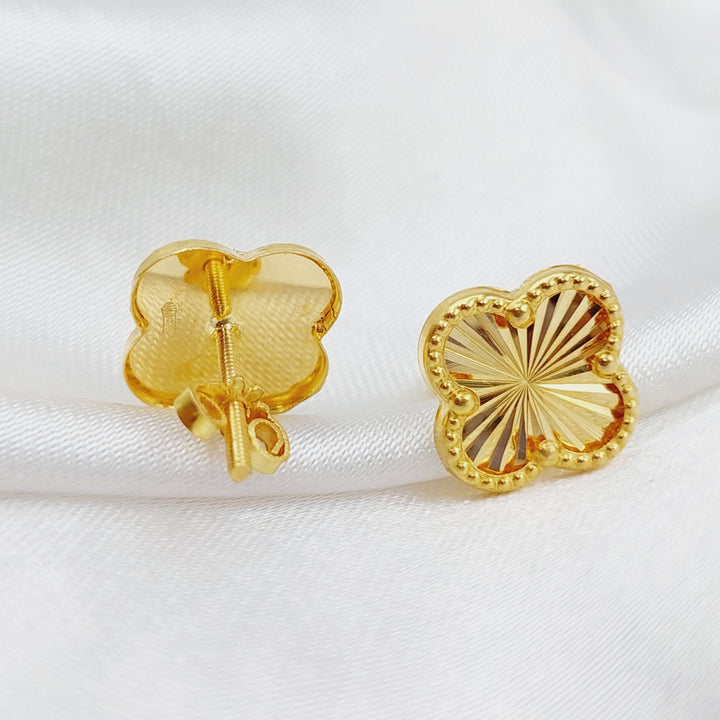 18K Gold 18K Screw Clover Earrings by Saeed Jewelry - Image 4