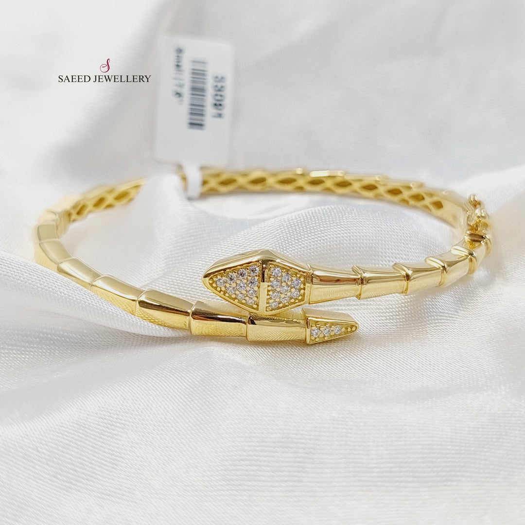 18K Gold Zircon Studded Snake Bangle Bracelet by Saeed Jewelry - Image 1