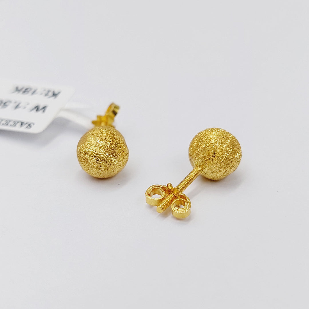 18K Gold Sanded Screw Earrings by Saeed Jewelry - Image 2