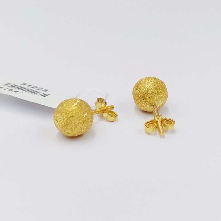 18K Gold Sanded Screw Earrings by Saeed Jewelry - Image 2