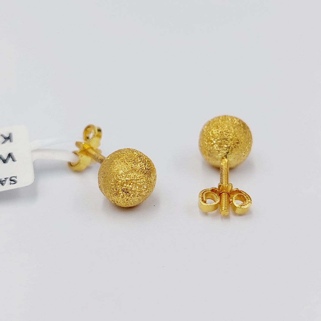 18K Gold Sanded Screw Earrings by Saeed Jewelry - Image 3