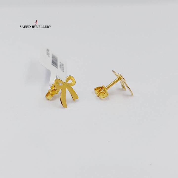 18K Gold Tie Screw Earrings by Saeed Jewelry - Image 4