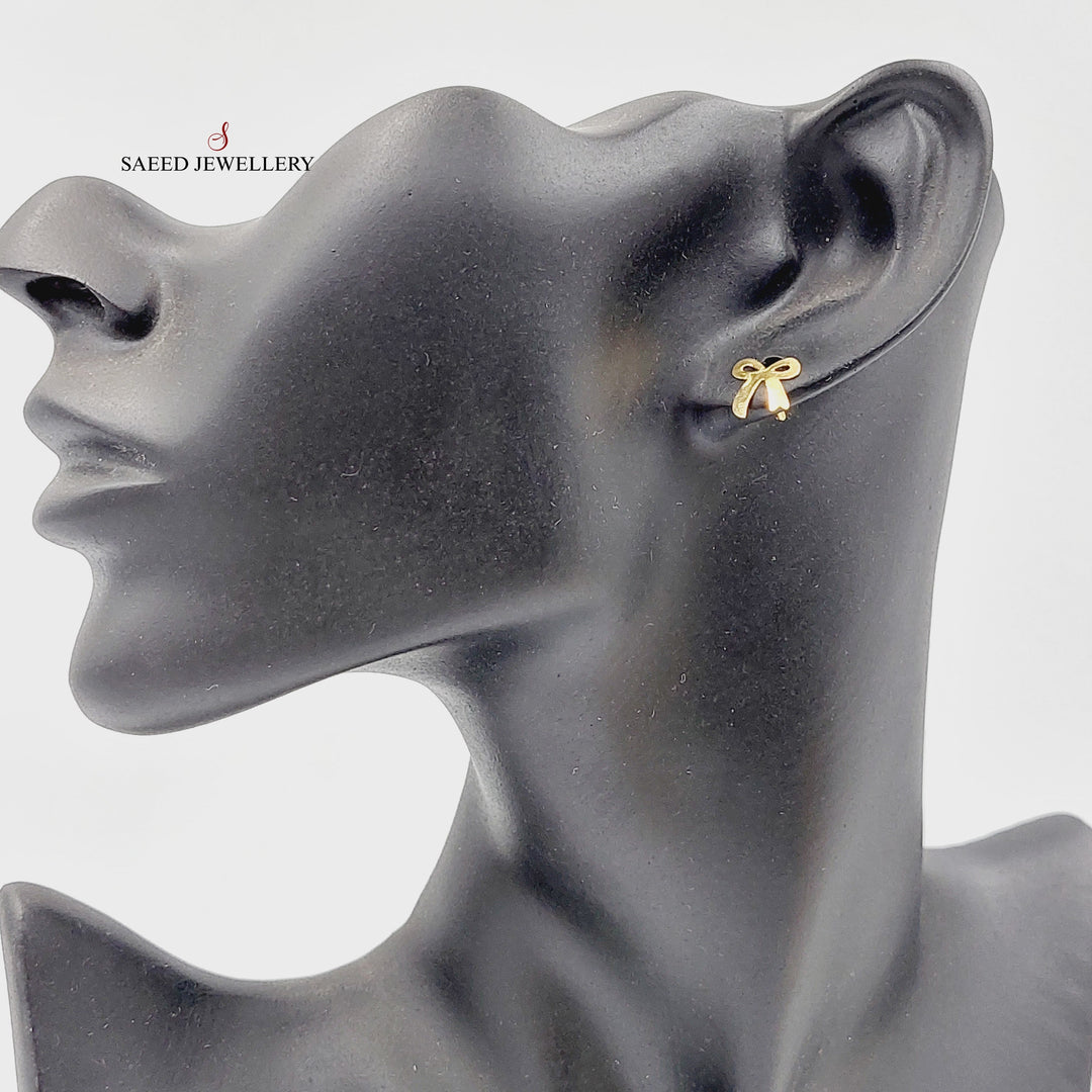 18K Gold Tie Screw Earrings by Saeed Jewelry - Image 2