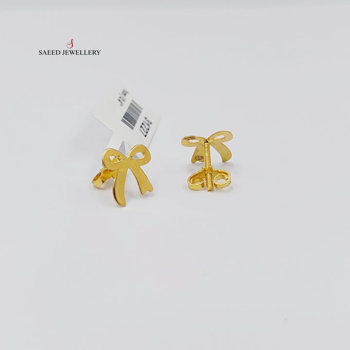 18K Gold Tie Screw Earrings by Saeed Jewelry - Image 1