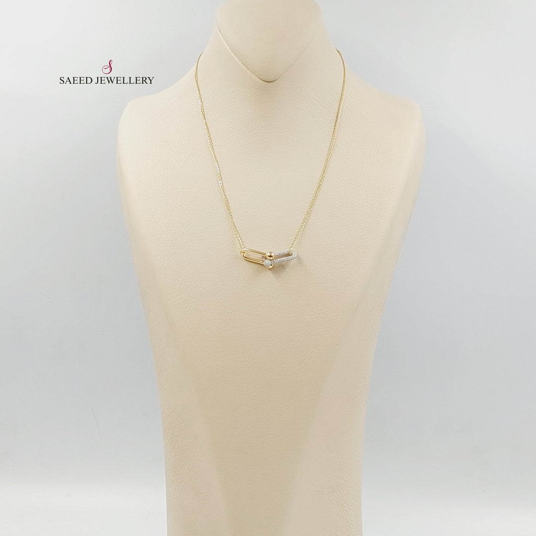 18K Gold Zircon Studded Paperclip Necklace by Saeed Jewelry - Image 5