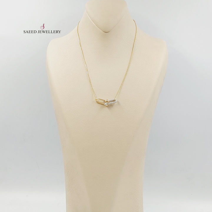 18K Gold Zircon Studded Paperclip Necklace by Saeed Jewelry - Image 5