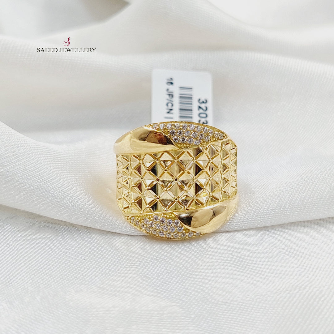 18K Gold Zircon Studded Italian Ring by Saeed Jewelry - Image 1