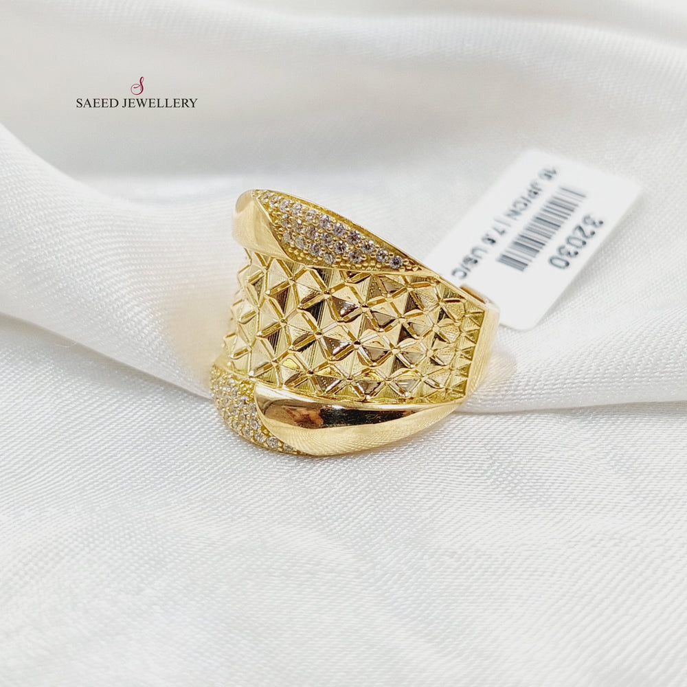 18K Gold Zircon Studded Italian Ring by Saeed Jewelry - Image 2