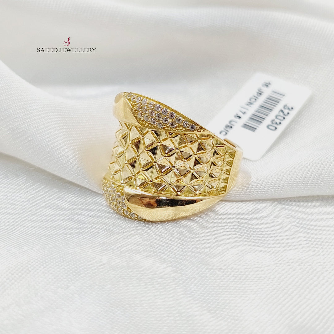 18K Gold Zircon Studded Italian Ring by Saeed Jewelry - Image 2