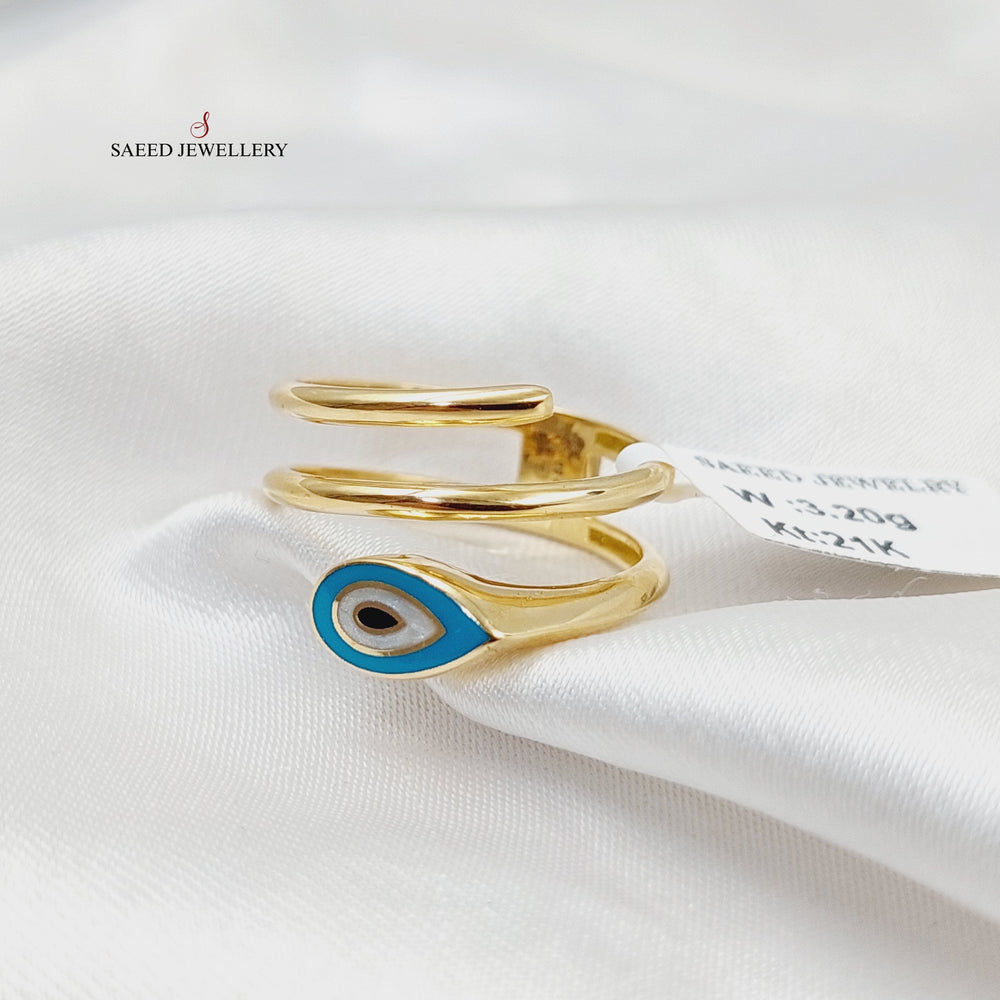 18K Gold Enameled Eye Ring by Saeed Jewelry - Image 2