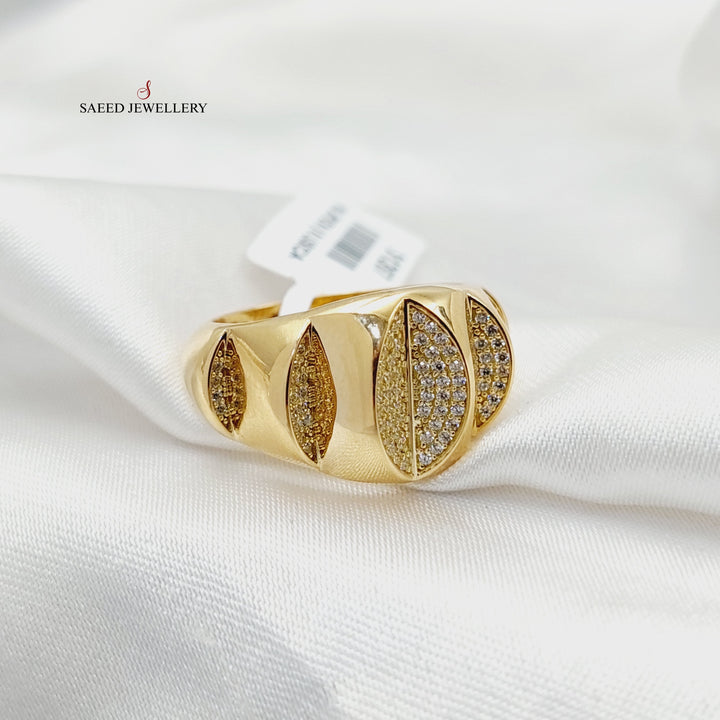 18K Gold Zircon Studded Deluxe Ring by Saeed Jewelry - Image 3