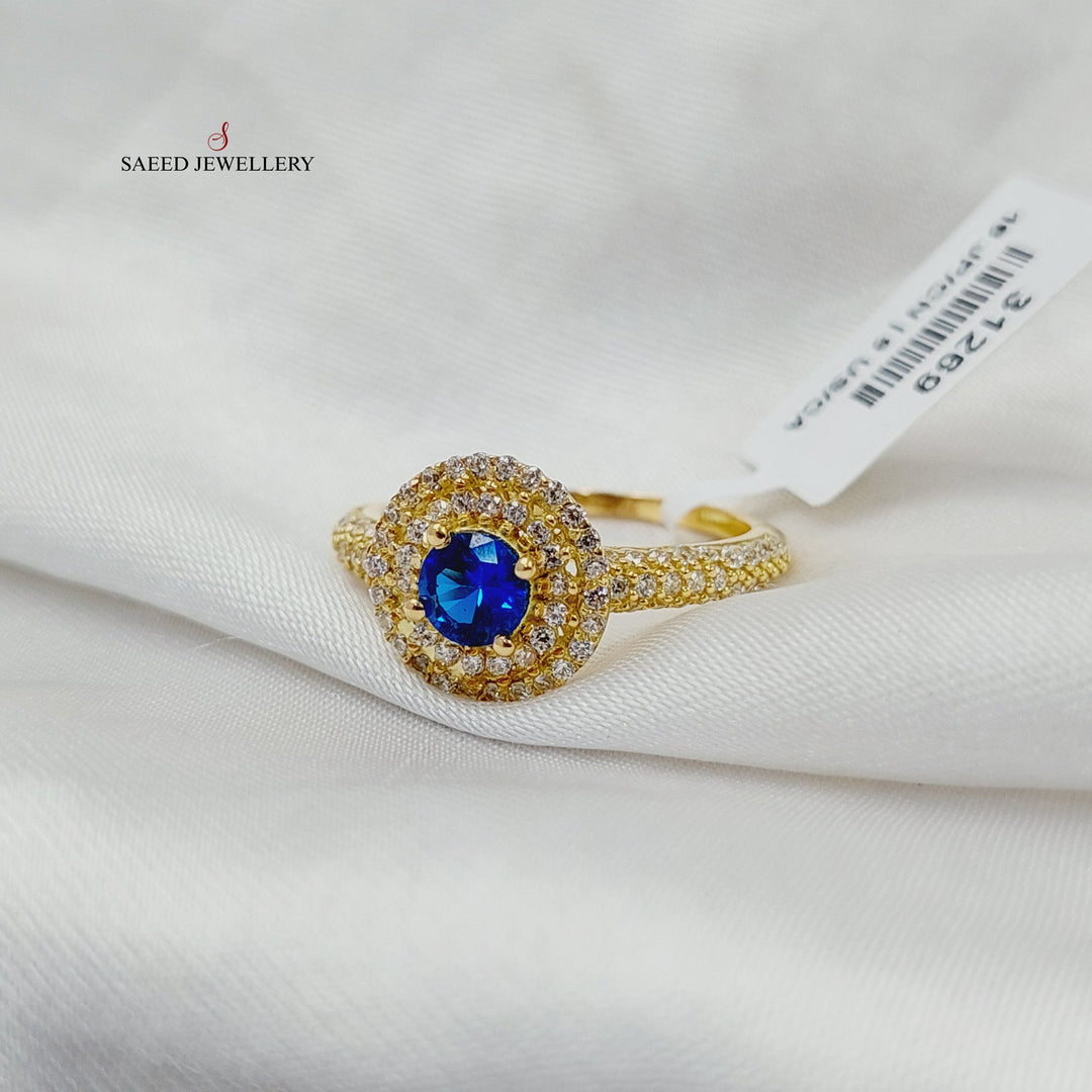 18K Gold Zircon Studded Turquoise Ring by Saeed Jewelry - Image 3