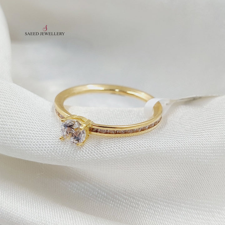 18K Gold Zircon Studded Hoop Solitaire Engagement Ring by Saeed Jewelry - Image 3