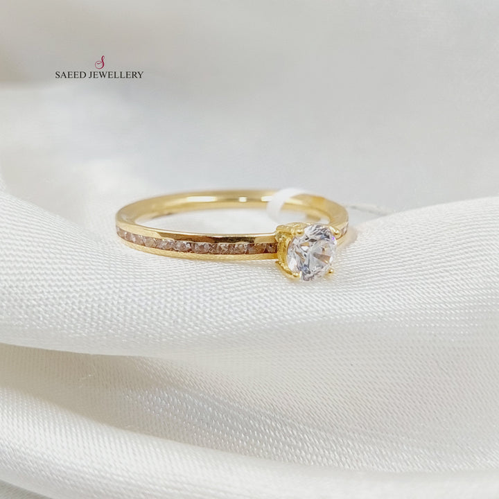 18K Gold Zircon Studded Hoop Solitaire Engagement Ring by Saeed Jewelry - Image 2