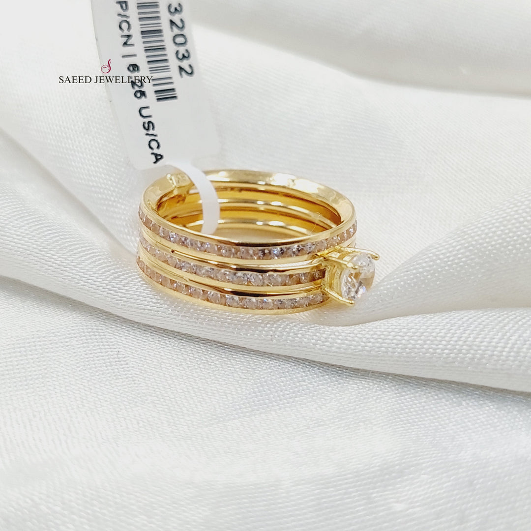 18K Gold Zircon Studded Hoop Solitaire Engagement Ring by Saeed Jewelry - Image 4