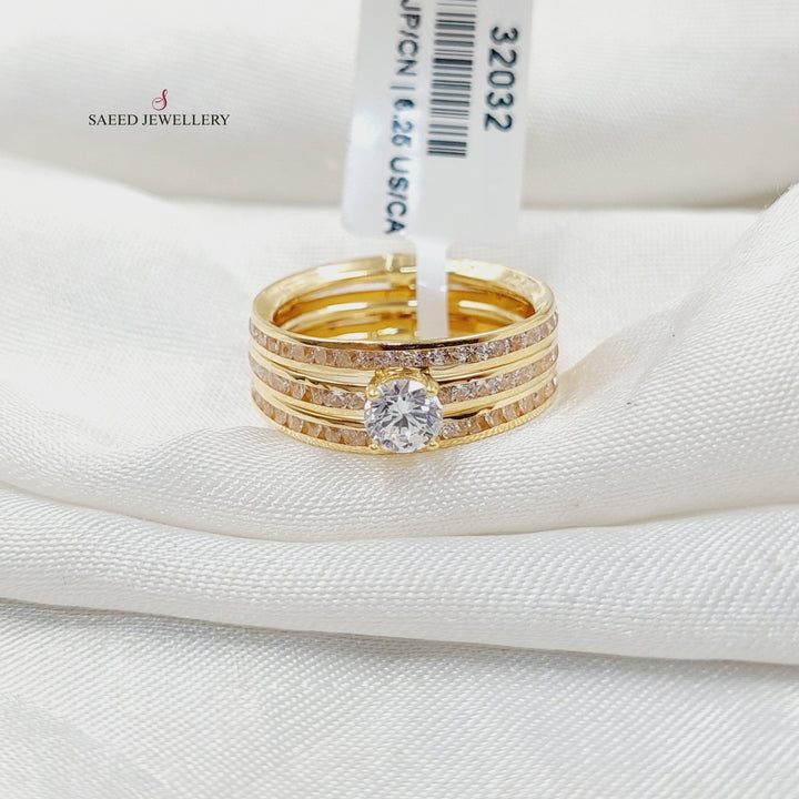 18K Gold Zircon Studded Hoop Solitaire Engagement Ring by Saeed Jewelry - Image 1