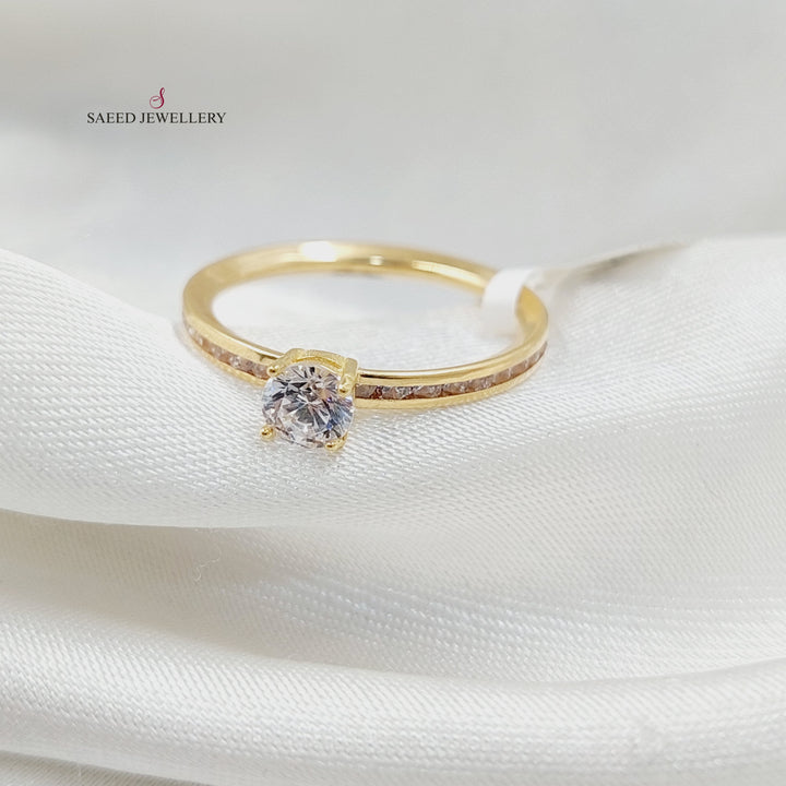 18K Gold Zircon Studded Hoop Solitaire Engagement Ring by Saeed Jewelry - Image 1