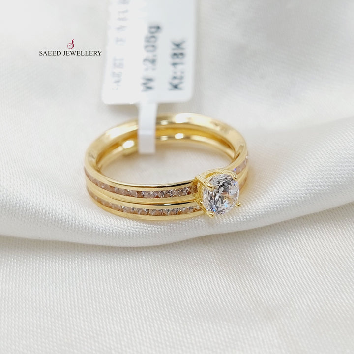 18K Gold Zircon Studded Hoop Solitaire Engagement Ring by Saeed Jewelry - Image 3