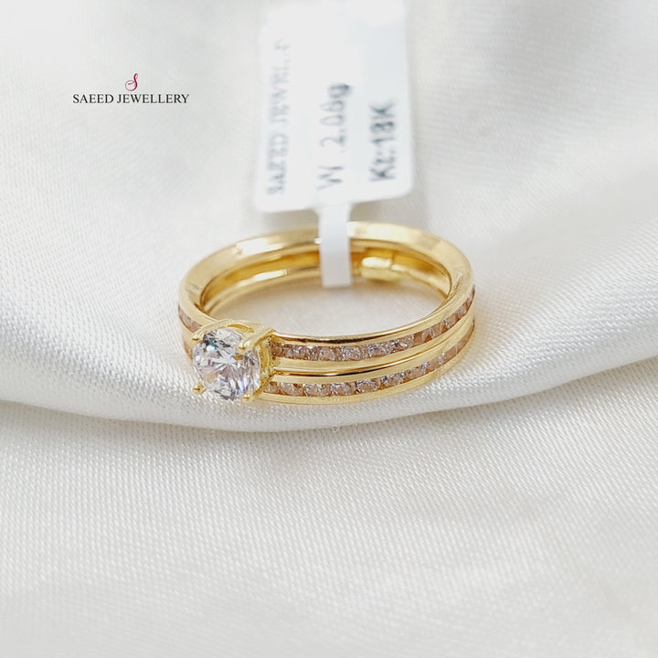 18K Gold Zircon Studded Hoop Solitaire Engagement Ring by Saeed Jewelry - Image 4