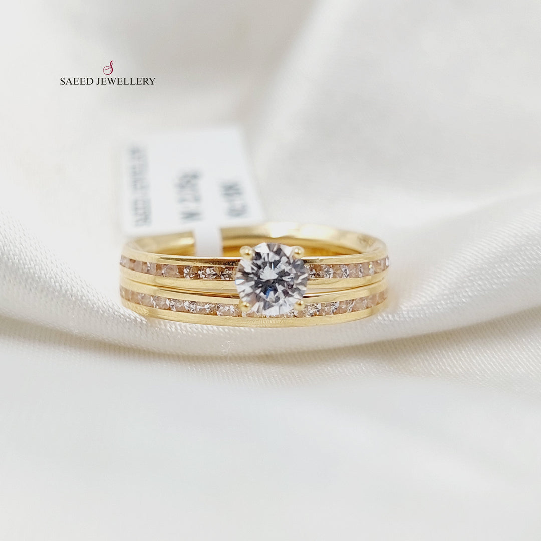 18K Gold Zircon Studded Hoop Solitaire Engagement Ring by Saeed Jewelry - Image 6